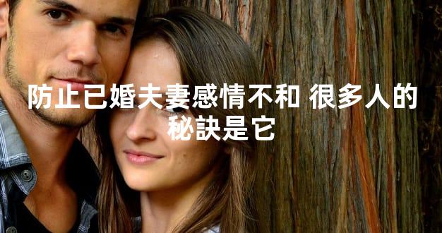 防止已婚夫妻感情不和 很多人的秘訣是它